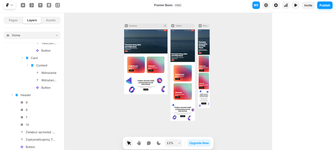 Framer – podstawy programu, strona w oparciu o gotowe komponenty